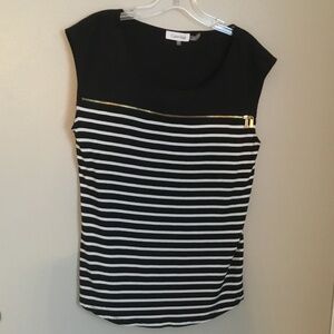 Calvin Klein Black & White Stripe Top Medium